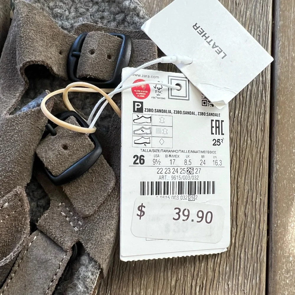 NEW Zara leather sandals size 9.5 toddler